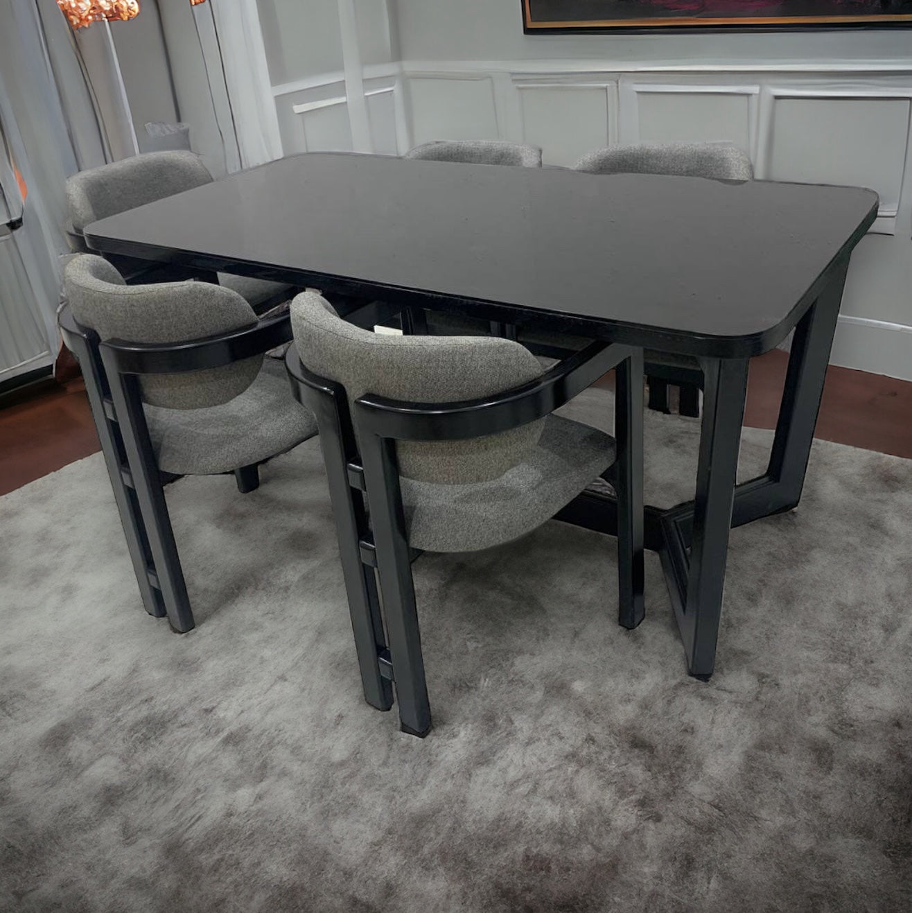 ترابيزة سفرة وكراسي - ترابيزة سفرة من الخشب الطبيعي و ستة كراسي من خشب الزان المقاسات: W 160 CM * B 90 CM * H 80 CM