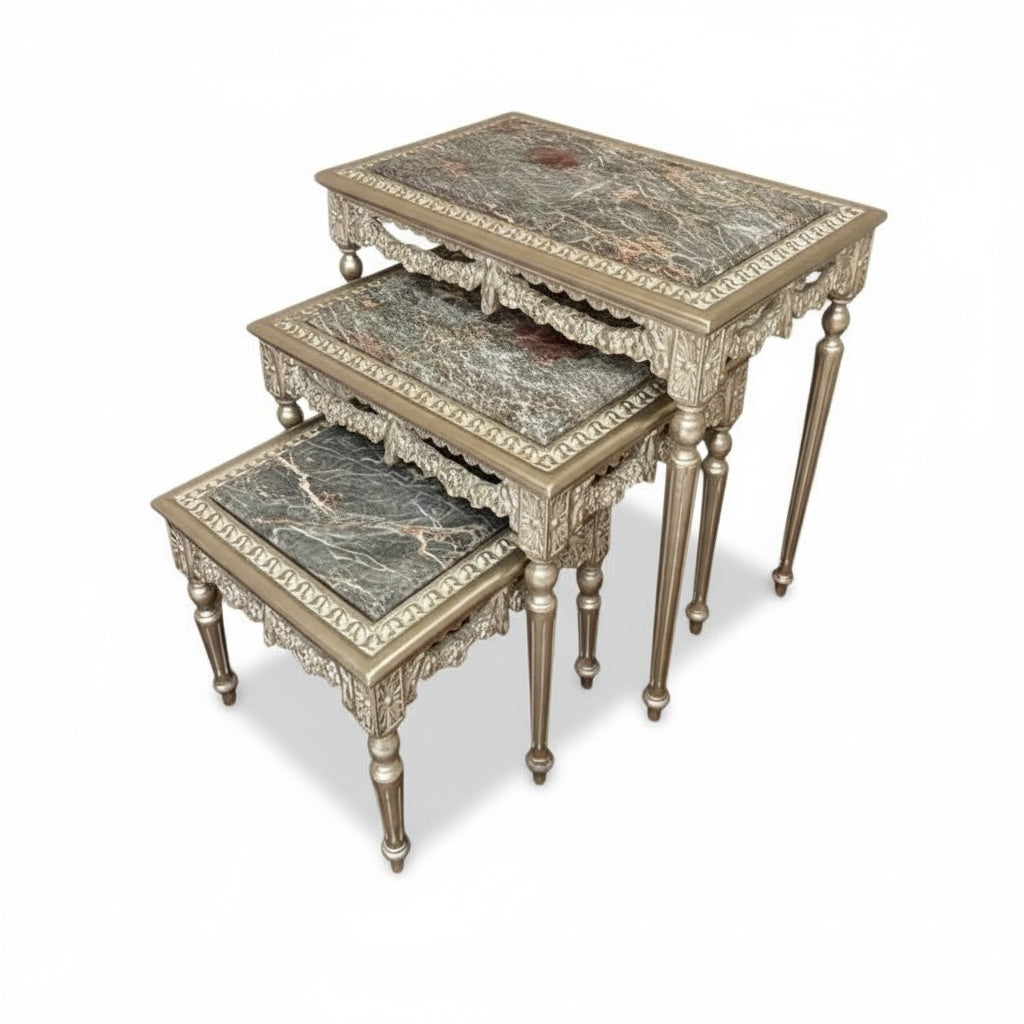 طقم نيوكلاسيك ثلاثي بقرصة رخام – تشطيب شامبين مترب