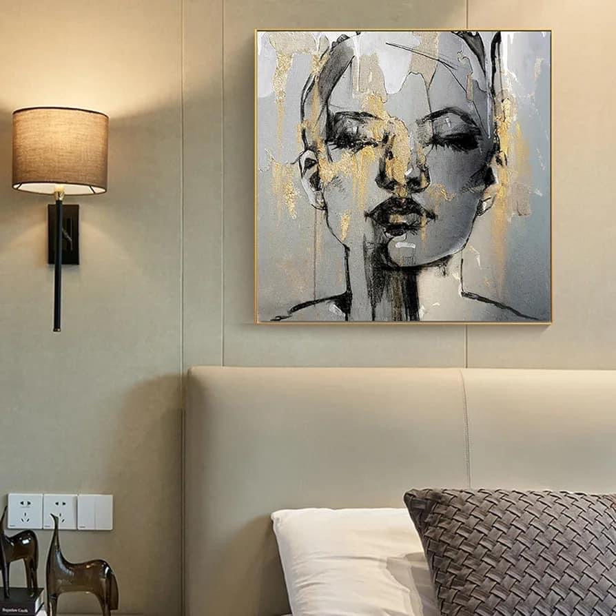 تابلوه وجه امرأة - تابلوه قطعتين مستطيلمقاس 60×60اومقاس 70×70اومقاس 80×80 خشب ام دى اف 5 ملطباعة فينيل عالية الجودةطبقة حماية من المياه والأتربةفتحات سحرية لسهولة التعليق
