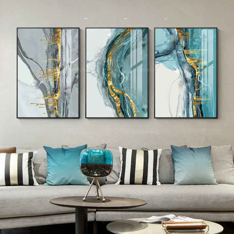 تابلوه تلات قطع فيروزي - تابلوه 3 قطع مستطيلةمقاس 60×120عبارة عن 3 قطع مقاس كل قطعة 60×40اومقاس 70×150عبارة عن 3 قطع مقاس كل قطعة 70×50اومقاس 80×180عبارة عن 3 قطع مقاس كل قطعة 80×60 خشب ام دى اف 5 ملطباعة فينيل عالية الجودةطبقة حماية من المياه والأتربةفتحات سحرية لسهولة التعليق