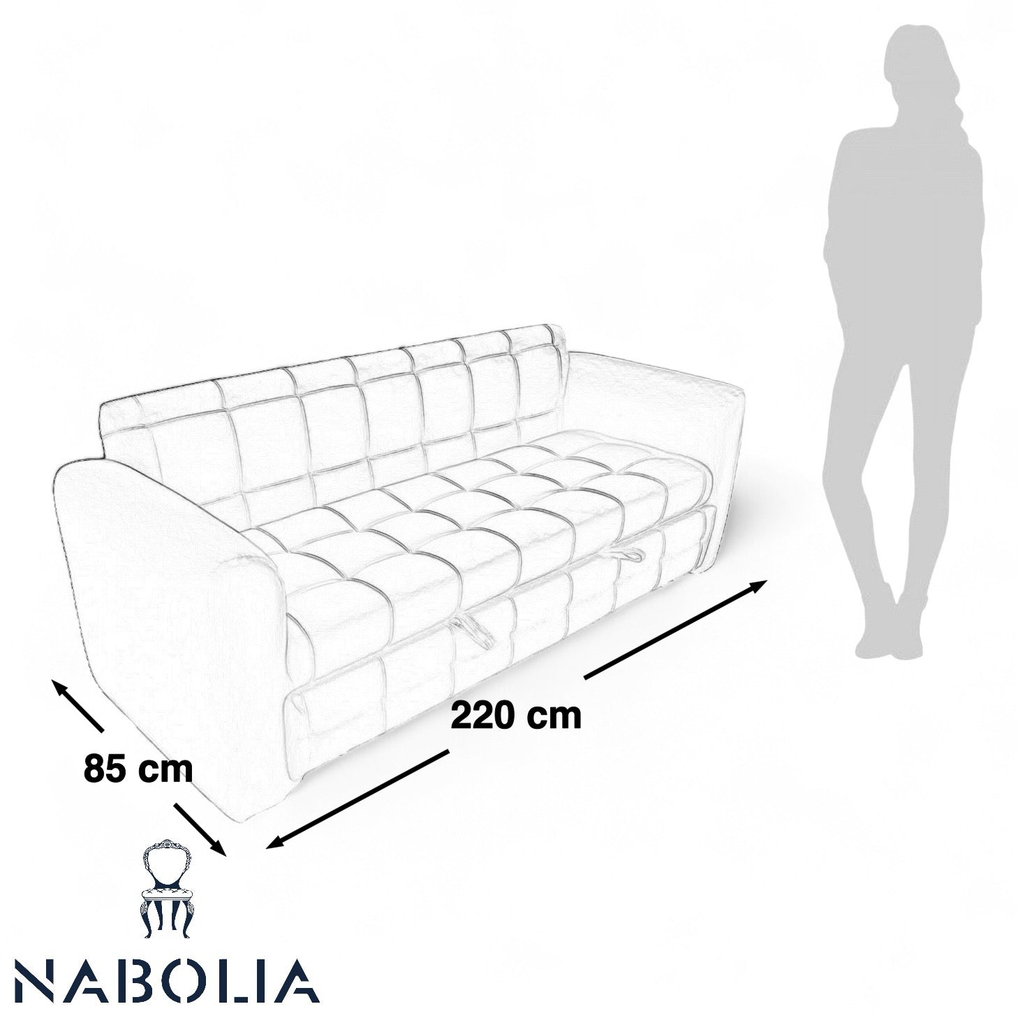 كنبة ميكانزم تفتح سرير - كنبة سرير من خشب الزان الروماني والقماش قطيفة او كتان حسب الطلب وميكانيزم عالي الجودة لاضافة مزيد من الراحة والاسفنج المستخدم فوم هاوس كثافة 38 متاح عمل اي لون للقماش المقاسات : W 220 CM * B 85 CM