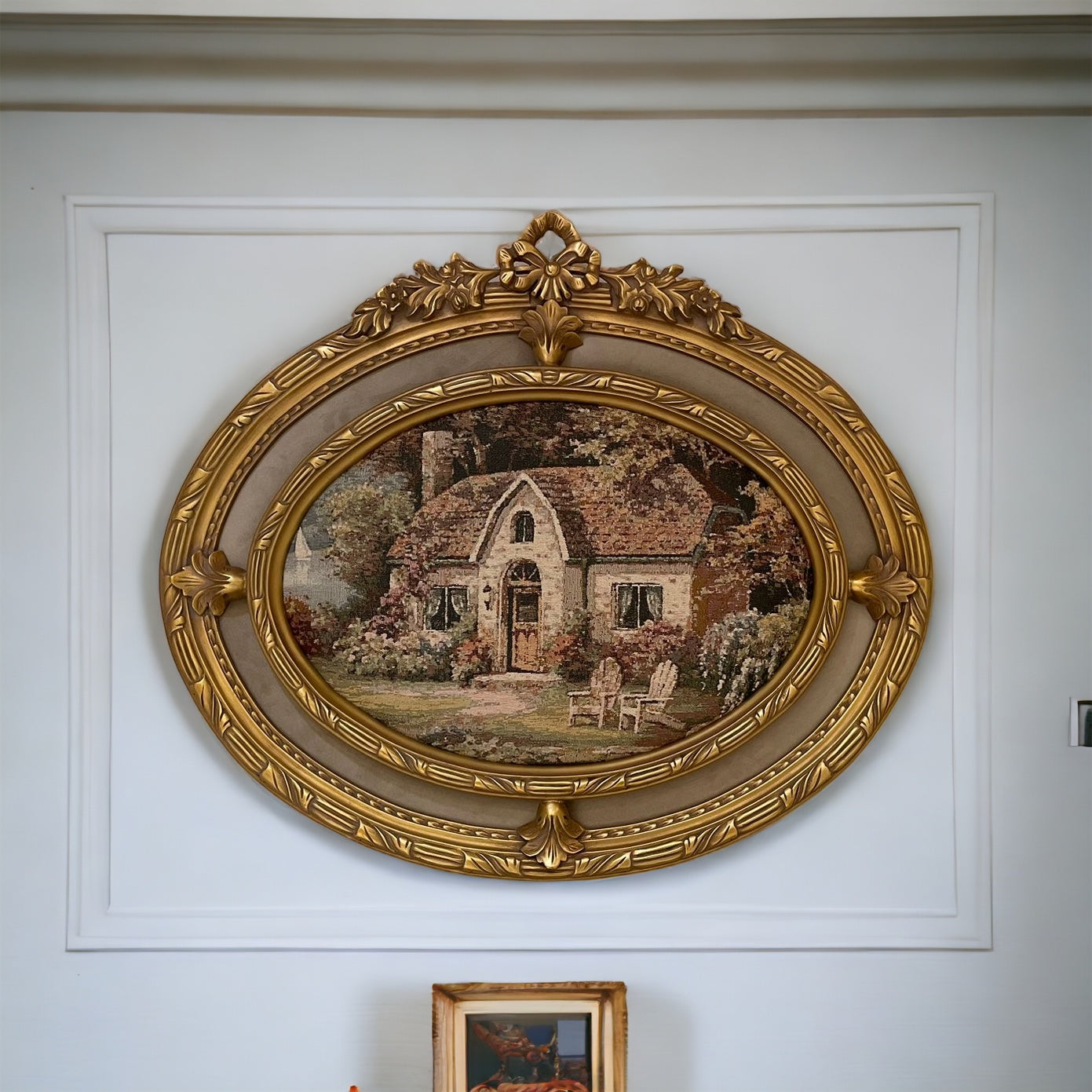 تابلوه جوبلان منظر طبيعي - برواز انتيك من الخشب الزان حفر هاند ميد دهان دهبي و وتابلوه من الجوبلان المقاسات: W 97 CM * H 72 CM