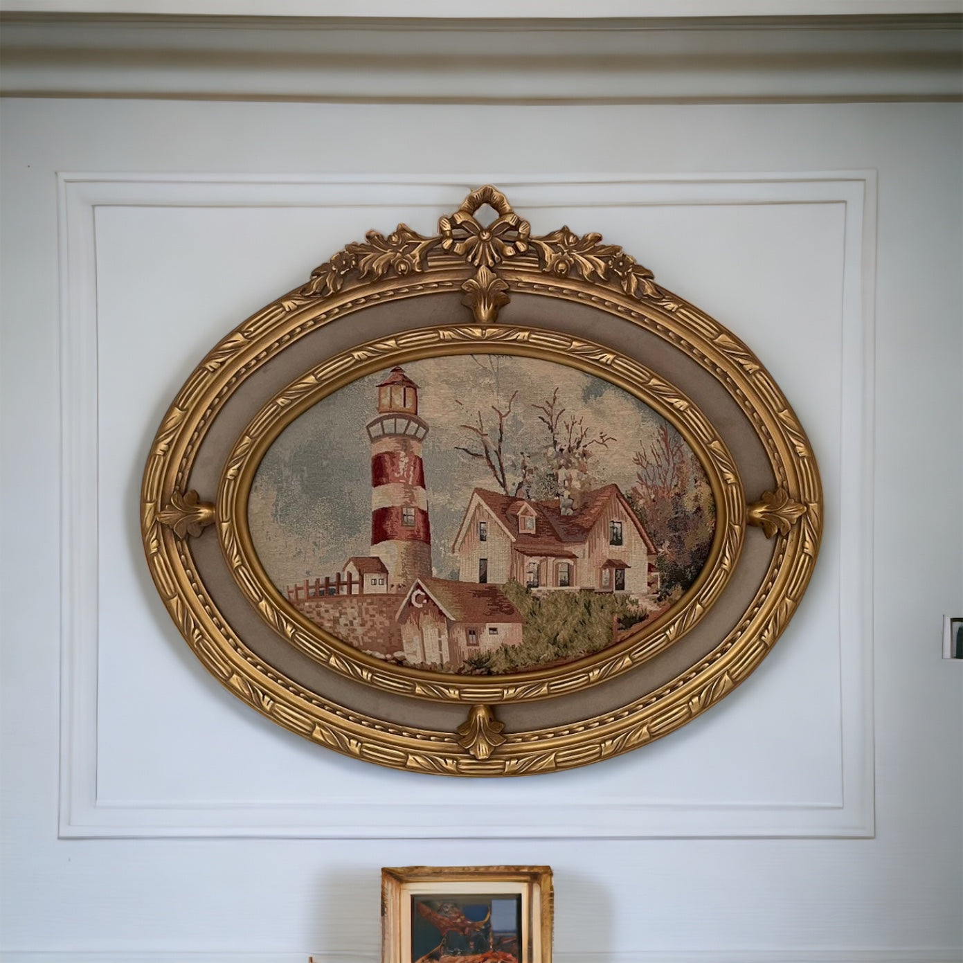 تابلوه جوبلان منظر طبيعي - برواز انتيك من الخشب الزان حفر هاند ميد دهان دهبي و وتابلوه من الجوبلان المقاسات: W 97 CM * H 72 CM