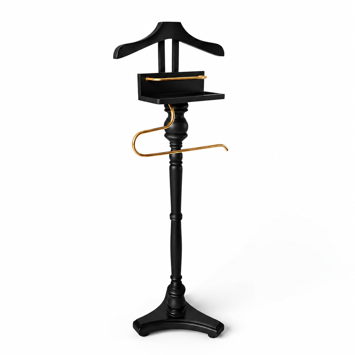 Elegant black wooden suit and jacket hanger