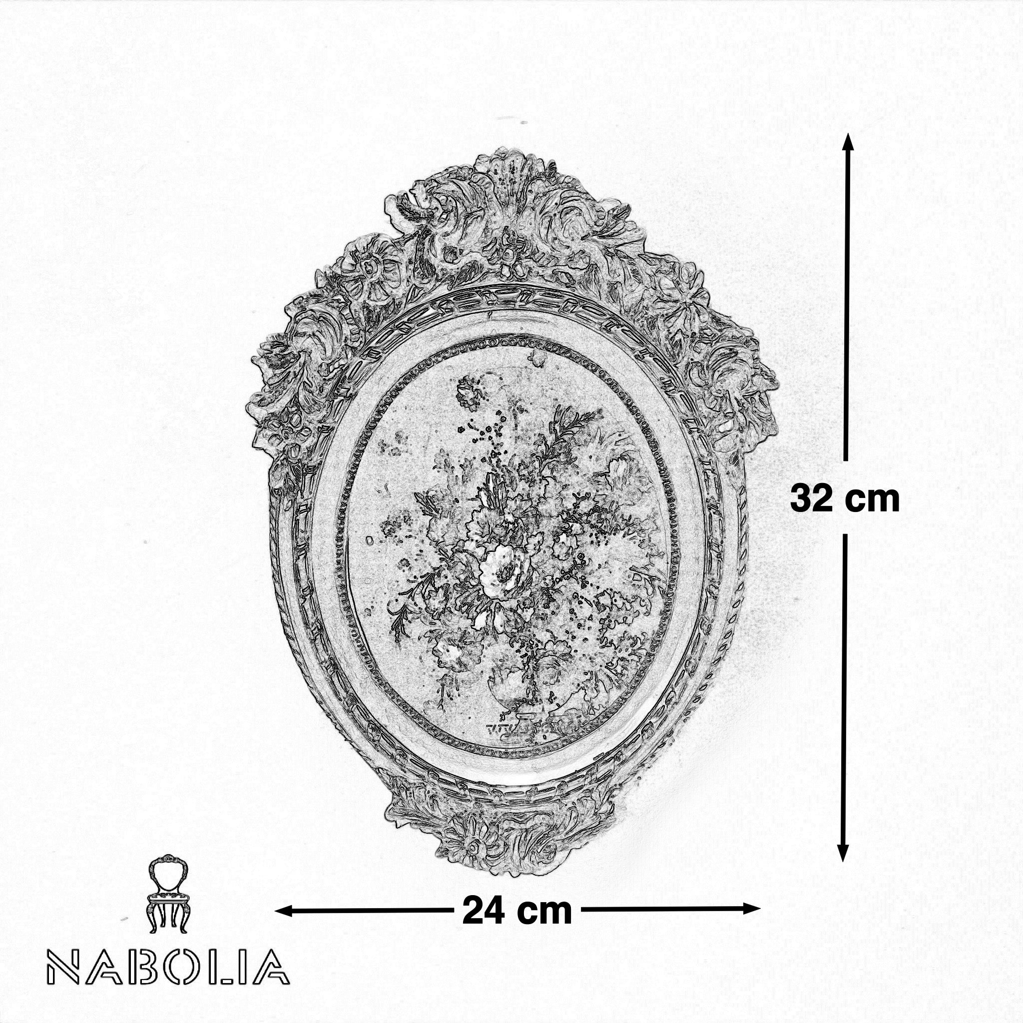 برواز نحاسي - برواز نحاسي أنتيك مع الرسم منقوش على هيئة ورود خلابة ومنحوت بحواف دقيقة نحاسية معتٌق يمنح رونق التحف الكلاسيكية المقاسات: W 24 CM * H 32 CM