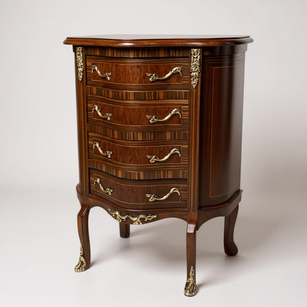 كومود فاخر بأربعة أدراج وزجاج أنيق