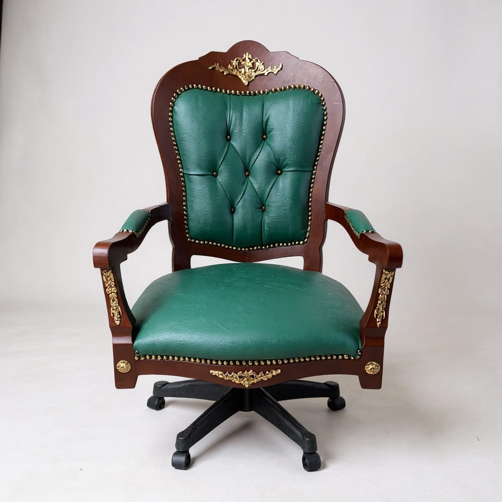 كرسي مدير كلاسيك دوار جلد اخضر