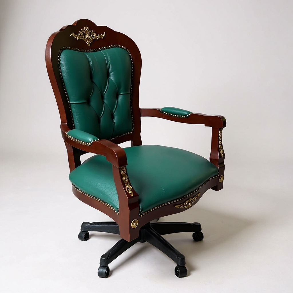 كرسي مدير كلاسيك دوار جلد اخضر