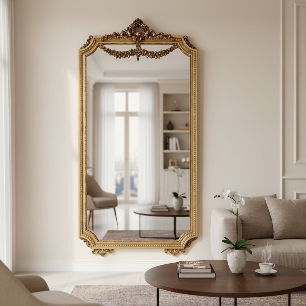 مرايا مدخل كلاسيكية بلون دهبي