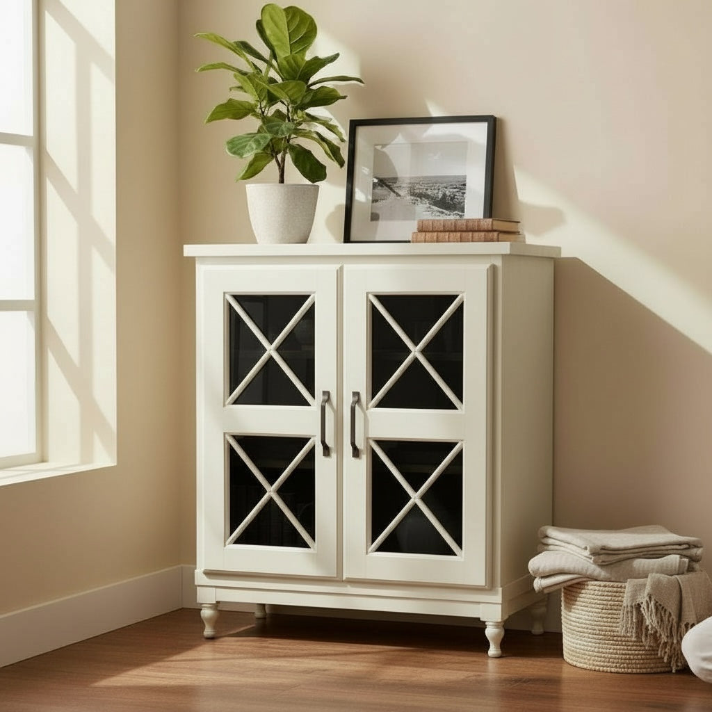 جزامة كلاسيك من الخشب الطبيعي بقشرة أرو وزجاج