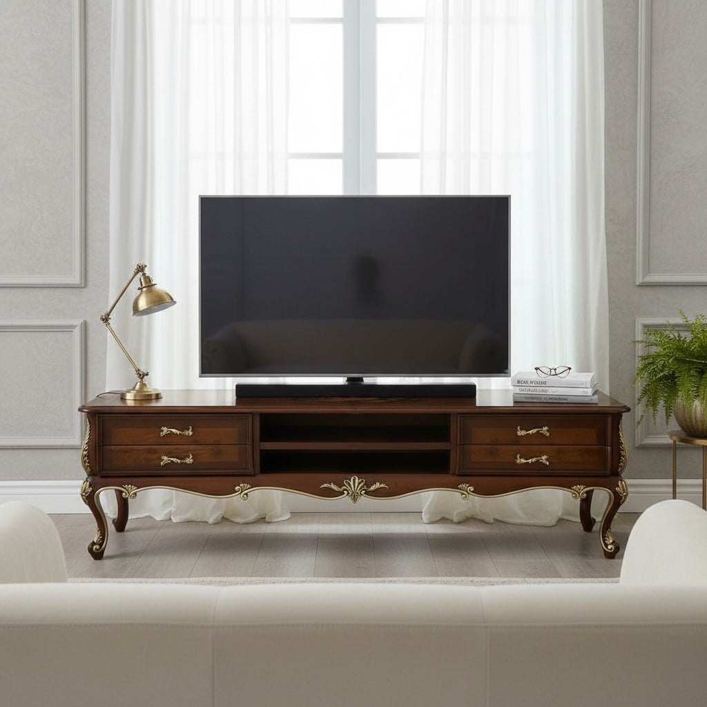 وحدة تلفزيون كلاسيك مرسومة يدويًا