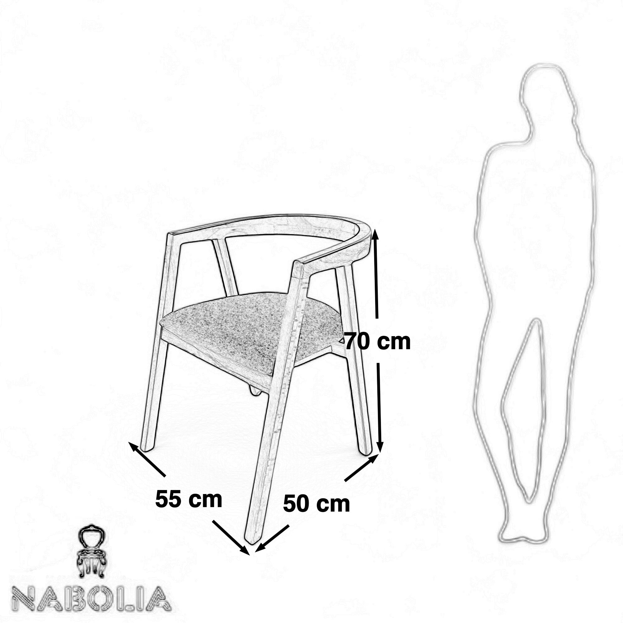 كرسي بيلا - كرسي مصنع من الخشب الزان الاحمر المجفف ومتاح تغيير اللون المقاسات: W 55 CM * H 70 CM * B 50 CM