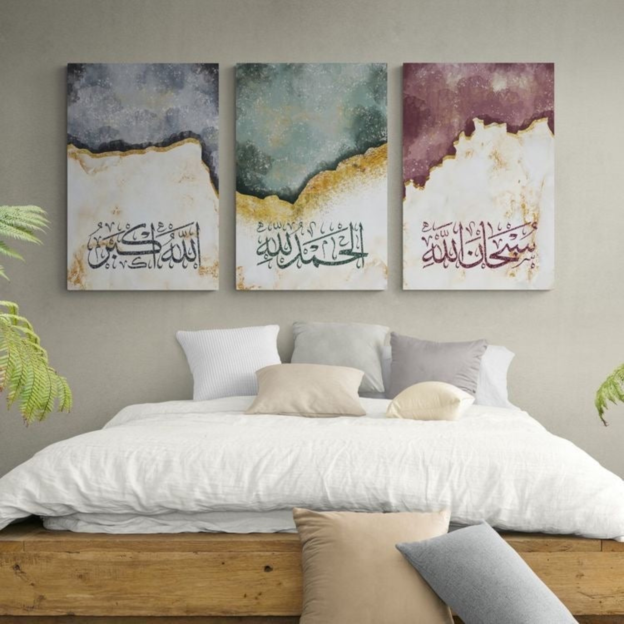 تابلوه سبحان الله - تابلوه 3 قطع مستطيلةمقاس 60×120عبارة عن 3 قطع مقاس كل قطعة 60×40اومقاس 70×150عبارة عن 3 قطع مقاس كل قطعة 70×50اومقاس 80×180عبارة عن 3 قطع مقاس كل قطعة 80×60 خشب ام دى اف 5 ملطباعة فينيل عالية الجودةطبقة حماية من المياه والأتربةفتحات سحرية لسهولة التعليق