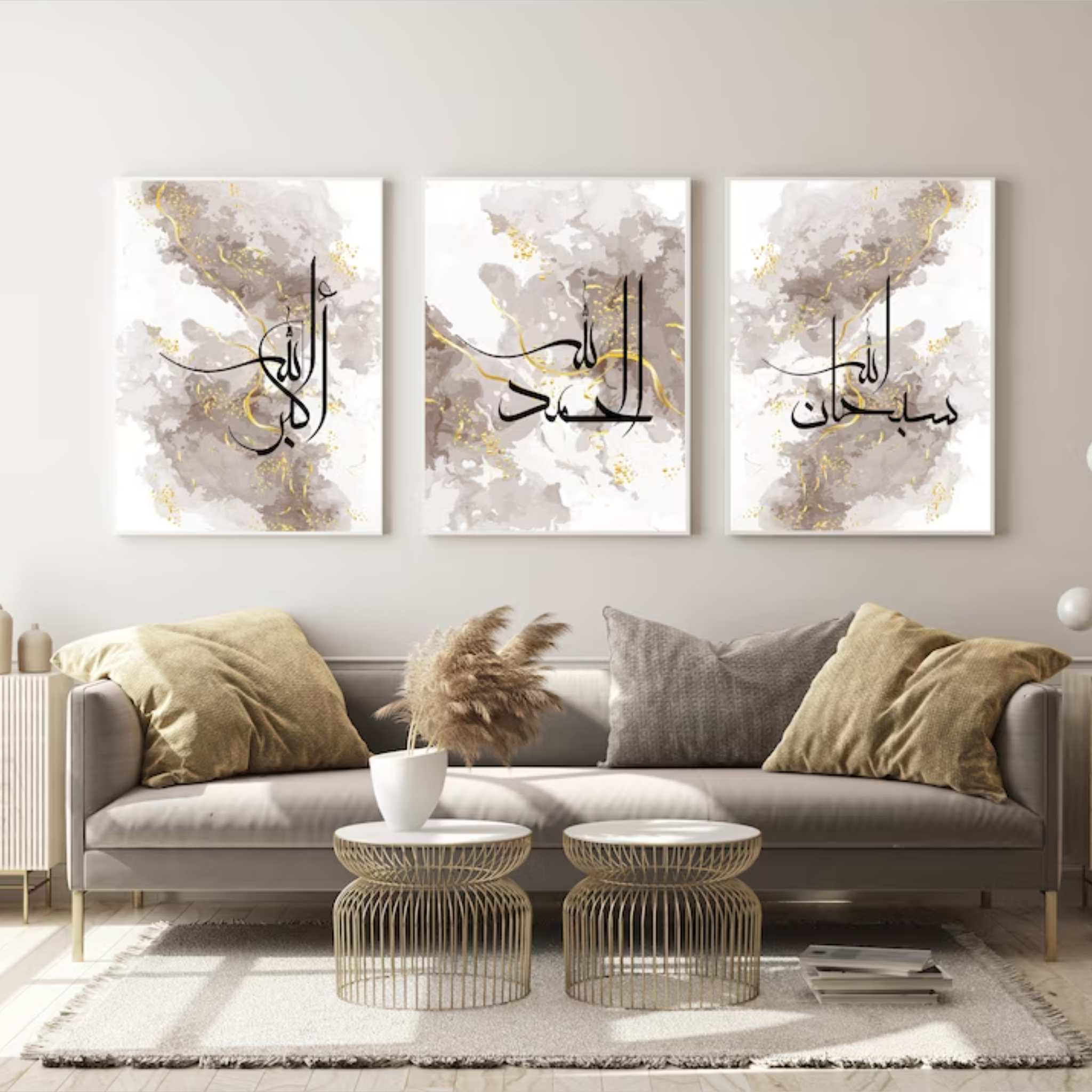 تابلوه اسلامي الحمد الله - تابلوه 3 قطع مستطيلةمقاس 60×120عبارة عن 3 قطع مقاس كل قطعة 60×40اومقاس 70×150عبارة عن 3 قطع مقاس كل قطعة 70×50اومقاس 80×180عبارة عن 3 قطع مقاس كل قطعة 80×60 خشب ام دى اف 5 ملطباعة فينيل عالية الجودةطبقة حماية من المياه والأتربةفتحات سحرية لسهولة التعليق