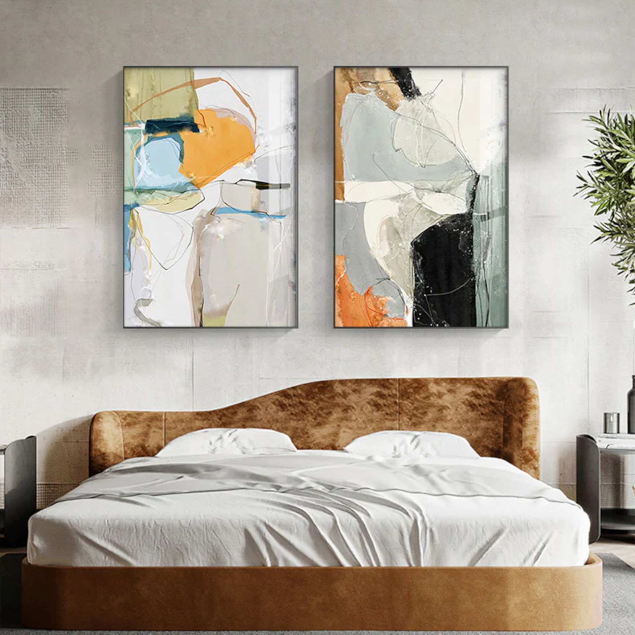 تابلوه قطعتين تداخل الوان غير منتظمة - تابلوه قطعتين مستطيلمقاس 60×80عبارة عن قطعتين مقاس كل قطعة 60×40اومقاس 70×100عبارة عن قطعتين مقاس كل قطعة 70×50اومقاس 80×120عبارة عن قطعتين مقاس كل قطعة 80×60 خشب ام دى اف 5 ملطباعة فينيل عالية الجودةطبقة حماية من المياه والأتربةفتحات سحرية لسهولة التعليق