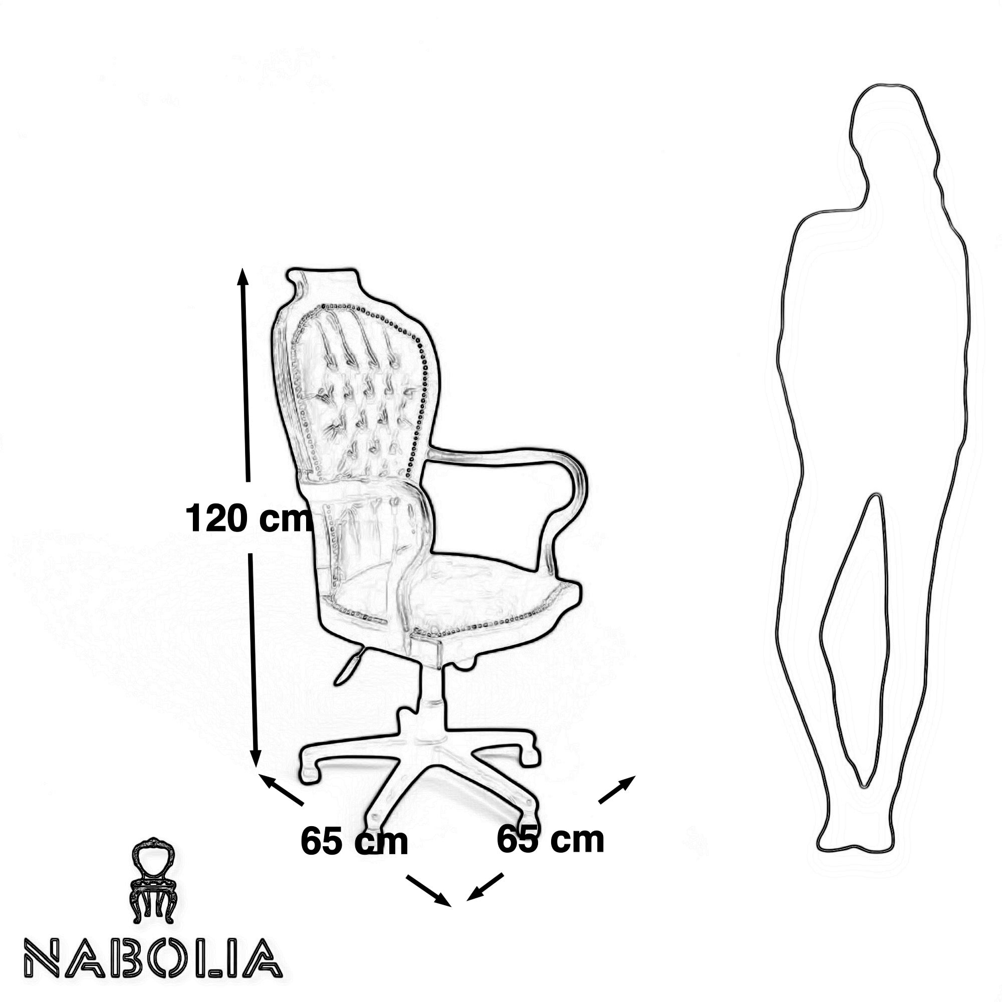 كرسي كلاسيك علي قاعدة هيدروليك - كرسي مكتب دوار كلاسيك بني مصنع بالكامل من الخشب الطبيعي و التنجيد جلد بني متاح تغيير الالوان المقاسات: W 65 CM * B 65 CM *H 120 CM