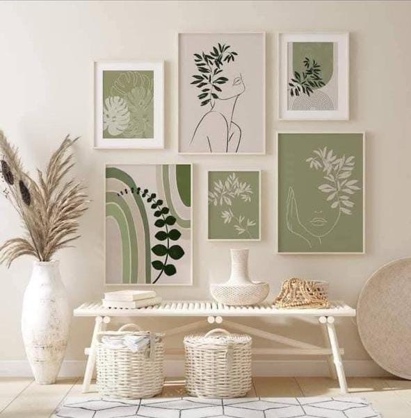 مجموعة براويز حائط مودرن – 6 قطع - لمسة من الطبيعة والأناقة في تصميم واحد. المجموعة دي بتتميز بألوان خضراء هادئة ورسومات فنية مستوحاة من النباتات والبساطة، مناسبة لأي غرفة عايز تضيفي لها طابع ناعم ومريح. الطباعة بجودة 4K على خشب إسباني قوي، مع طبقة حماية ضد المياه والأتربة، وكمان فيها فتحات سحرية لسهولة وسرعة التعليق الخامةخشب إسباني عالي الجودة، طباعة فينيل 4K، طبقة حماية ضد المياه والأتربة، فتحات سحرية للتعليق المقاسات٣ براويز مقاس ٦٠ سم × ٤٠ سم٢ برواز مقاس ٤٠ سم × ٣٠ سم١ برواز مقاس ٣٠ سم × ٢٠ سم