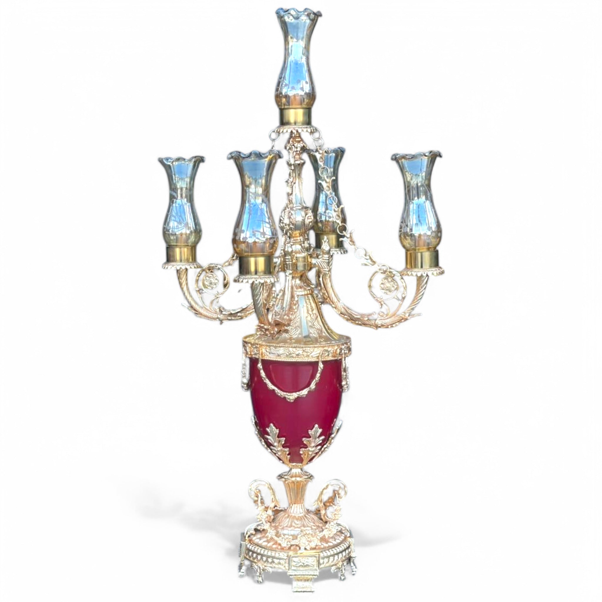 Luxury 5-Light Gold Plated Brass Electric Candle Holder