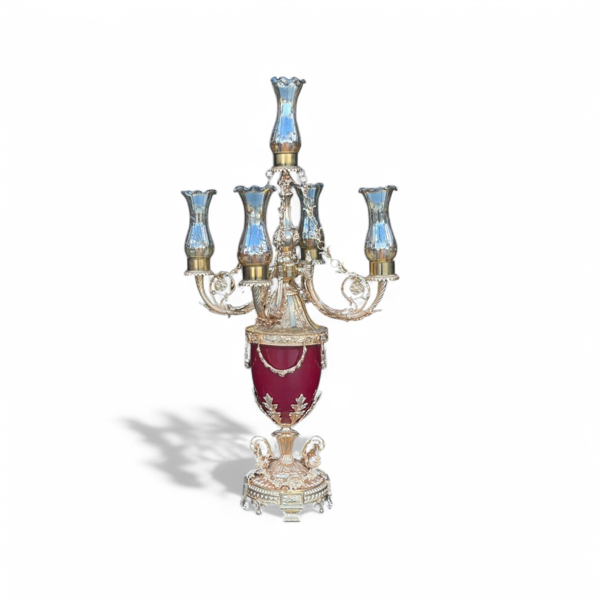 Luxury 5-Light Gold Plated Brass Electric Candle Holder