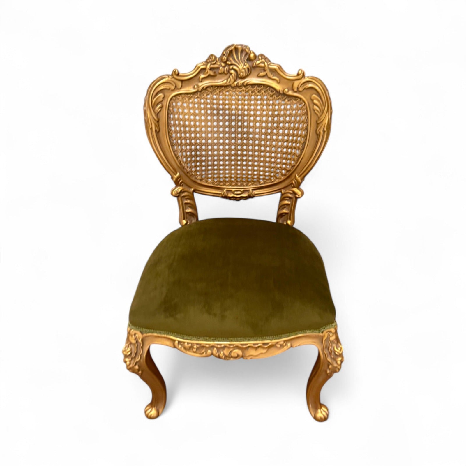 Two antique chairs with natural cane