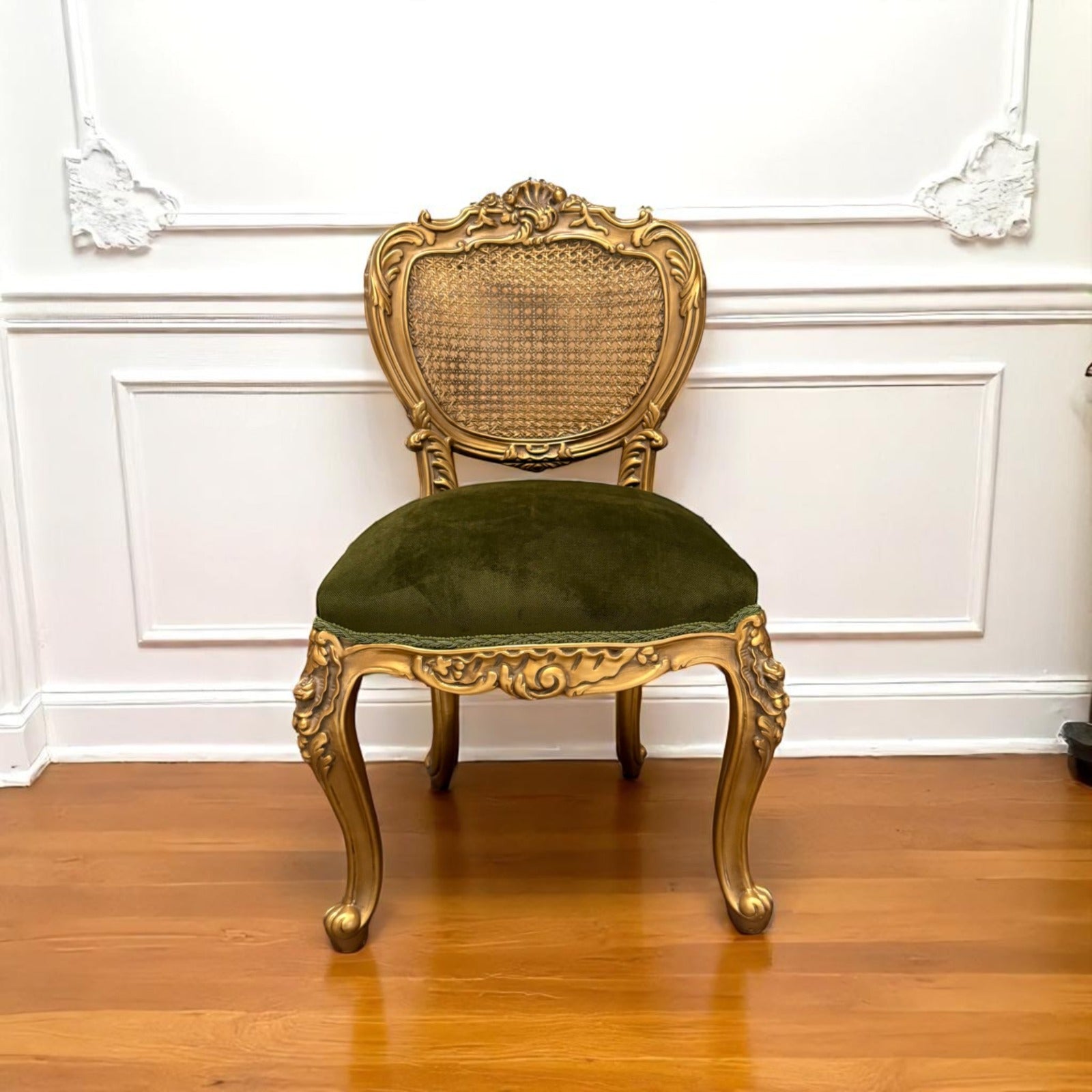 Two antique chairs with natural cane