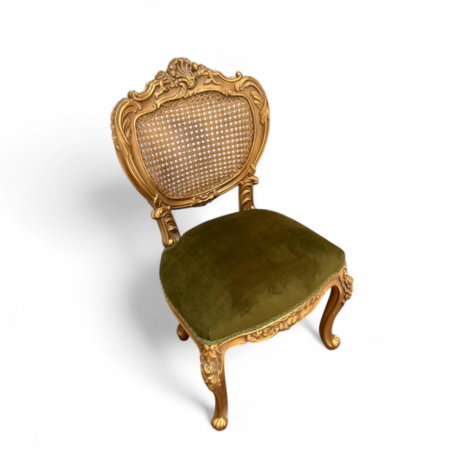 Two antique chairs with natural cane