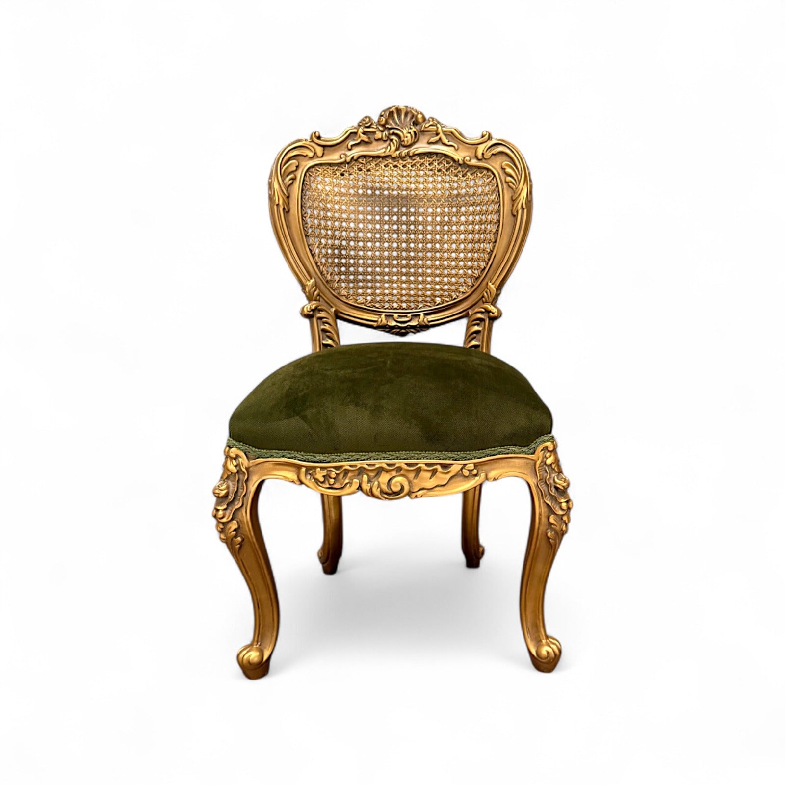 Two antique chairs with natural cane