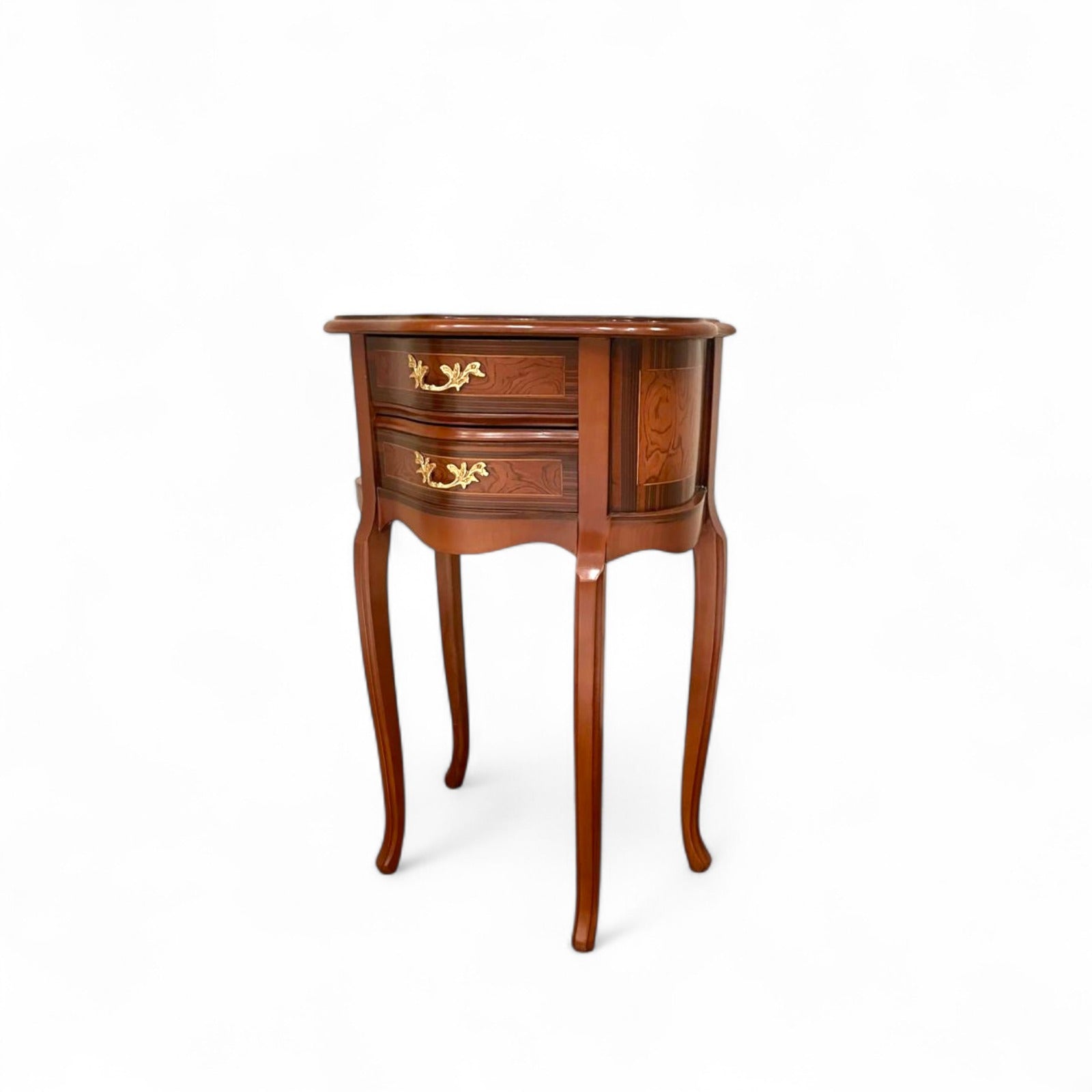 كومود فرنسي بتطعيم نحاس –2 أدراج بتصميم كلاسيكي فاخر