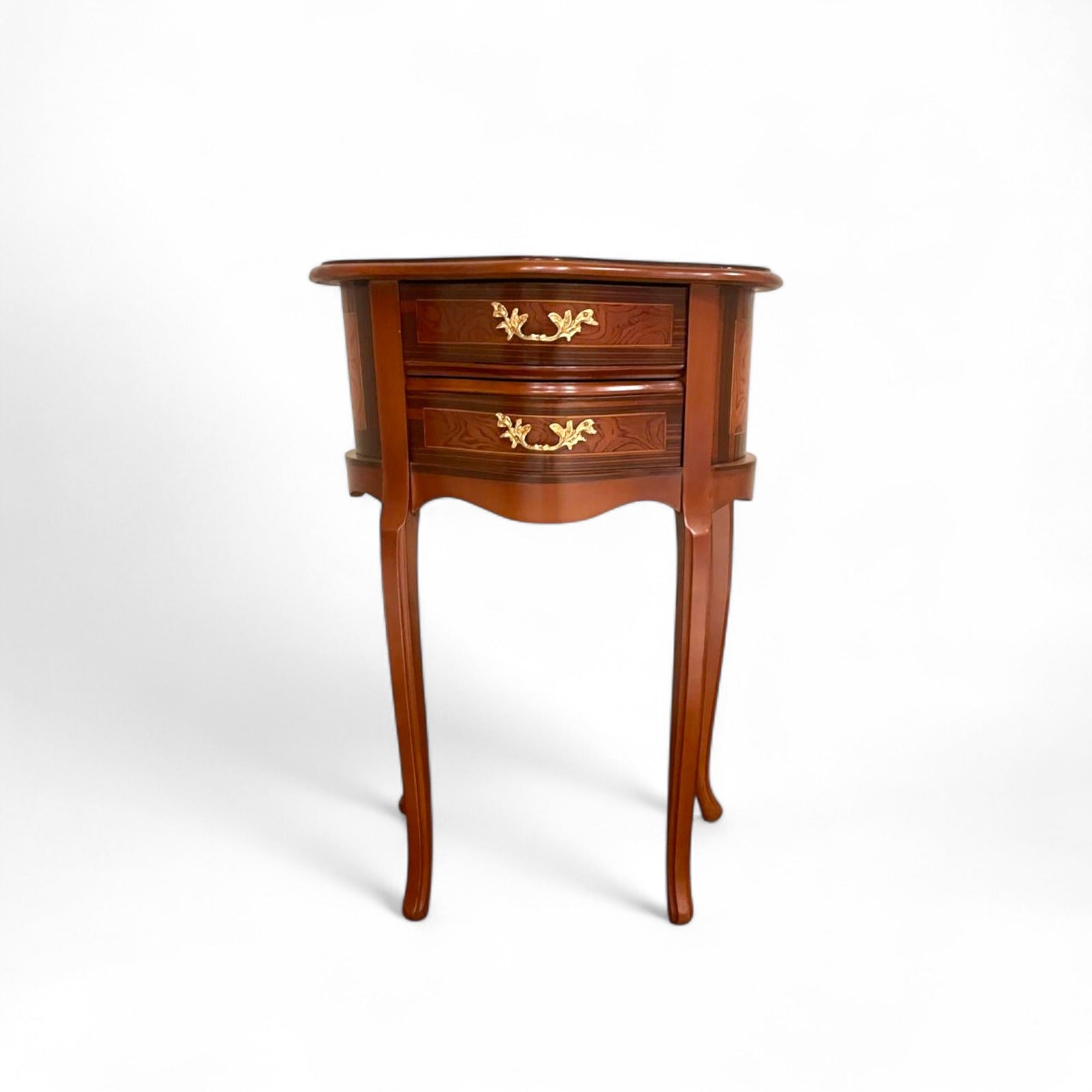 كومود فرنسي بتطعيم نحاس –2 أدراج بتصميم كلاسيكي فاخر