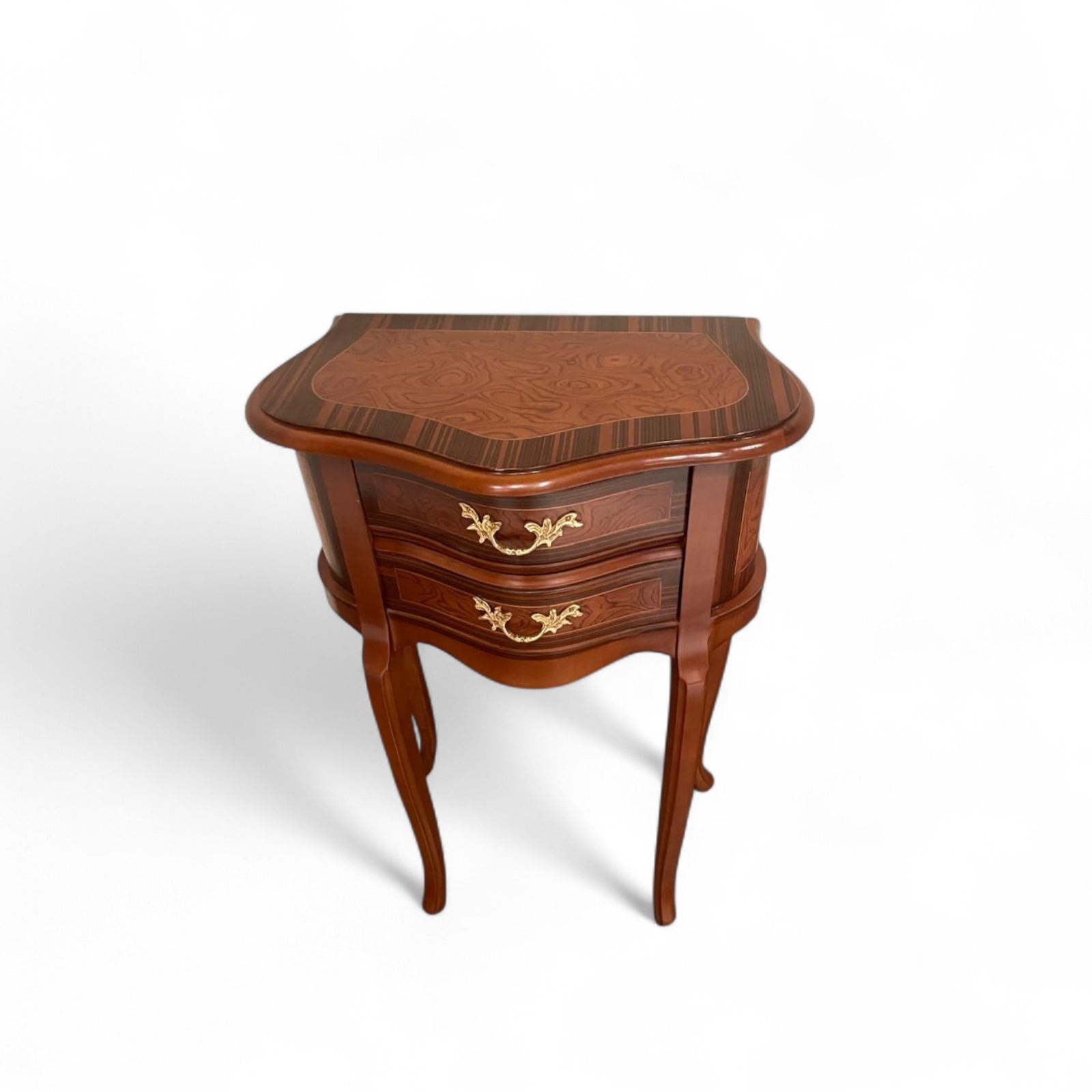 كومود فرنسي بتطعيم نحاس –2 أدراج بتصميم كلاسيكي فاخر