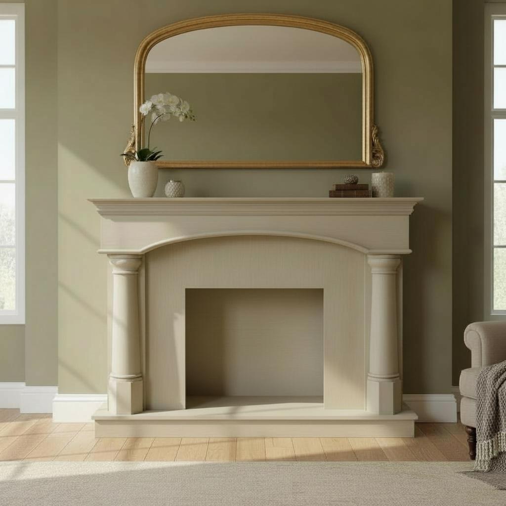 مدفأة كلاسيك ناعمة بتصميم أعمدة جانبية