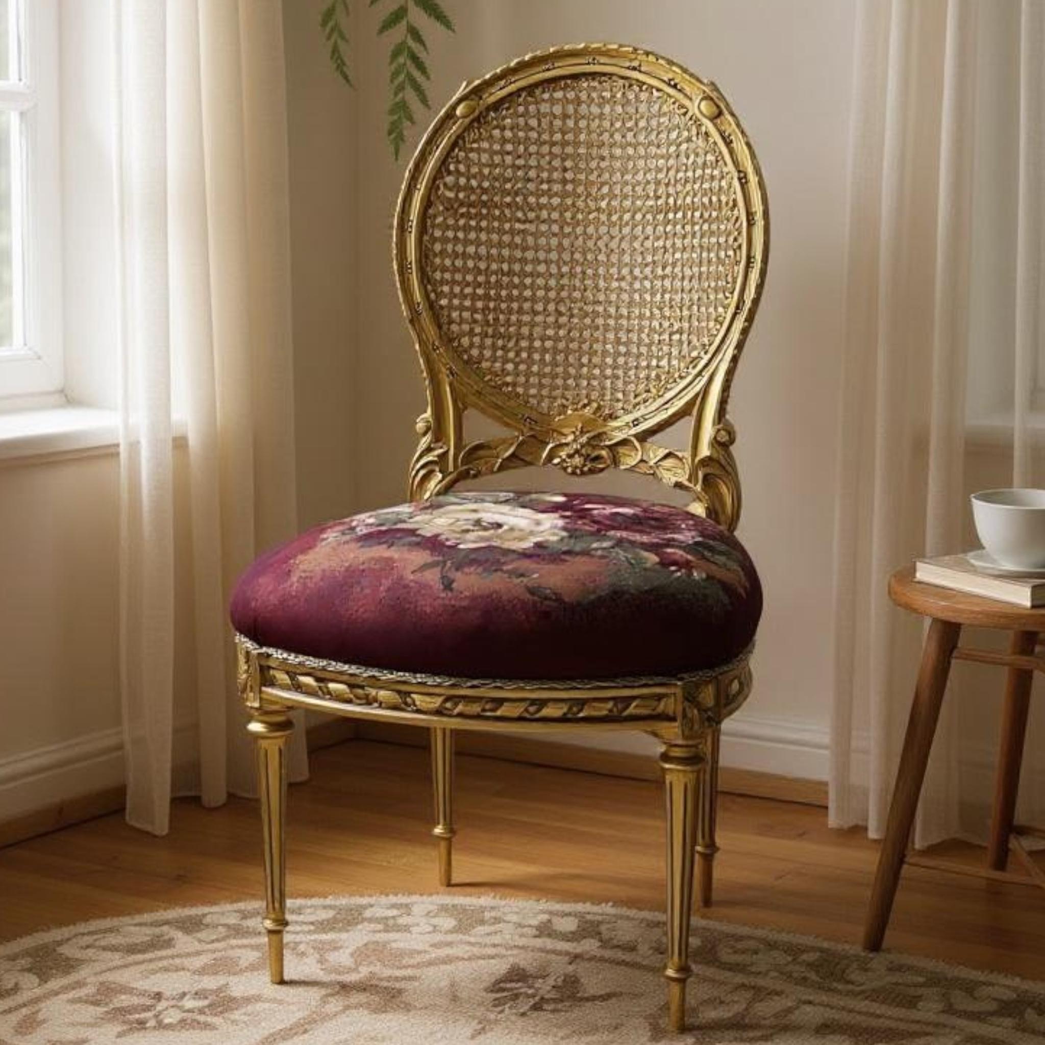 Antique chair with natural cane back