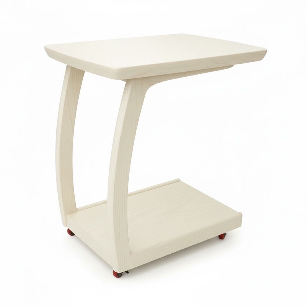 ترابيزة جانبية مودرن خشب طبيعي مزودة بعجلات