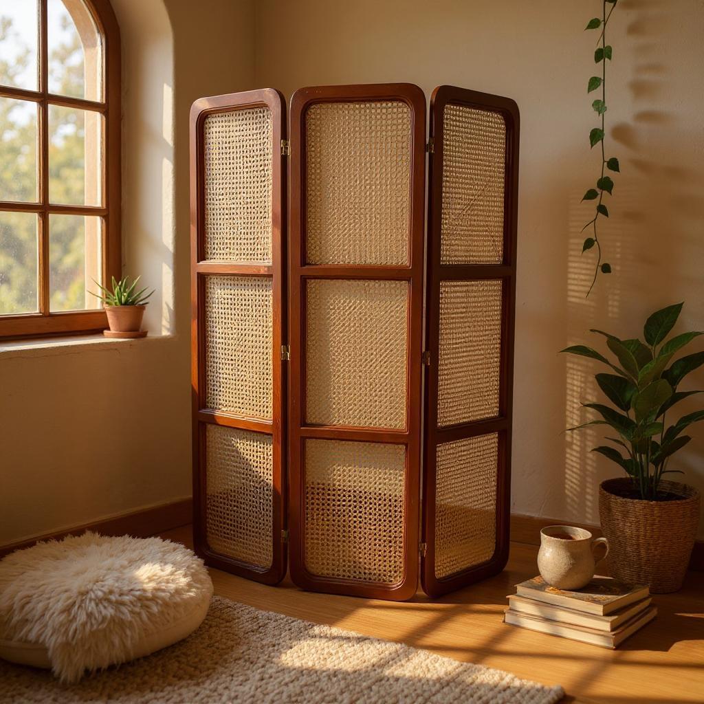 Modern Cane Brown Paravan