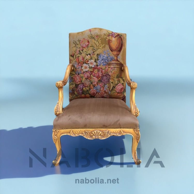 اتنين فوتيه انجليزي - اتنبن فوتيه انجليزيفوتيه من الخشب الزان الروماني دهب مترب قماش جوبلان بوكيه في الظهر والقاعدة قطيفه ساده