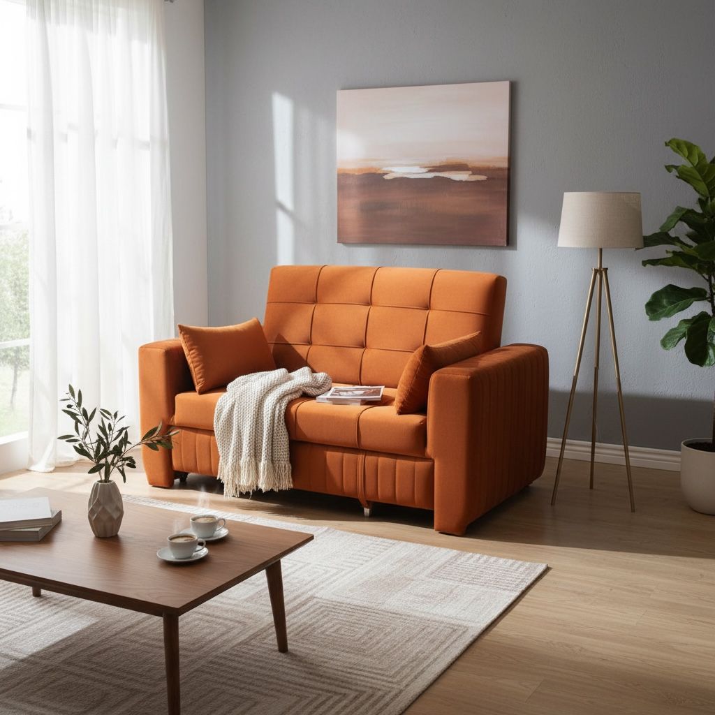 كنبة سرير وسحارة كتان بإطار زان متين