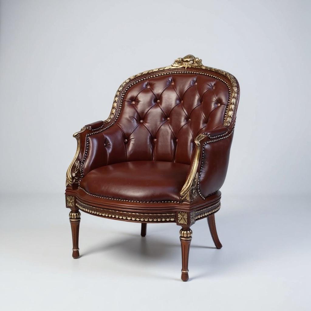 طقم مكتب كلاسيك "ميني صالون "بجلد إيطالي ورخام إمبرادور