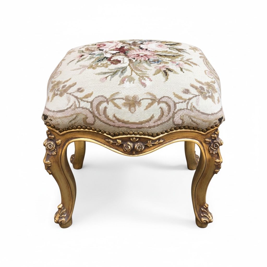 بوفه كلاسيك بأرجل خشب ذهبية وقماش أبيسون