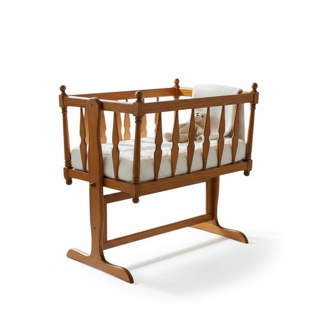 سرير بيبي بني خشب زان