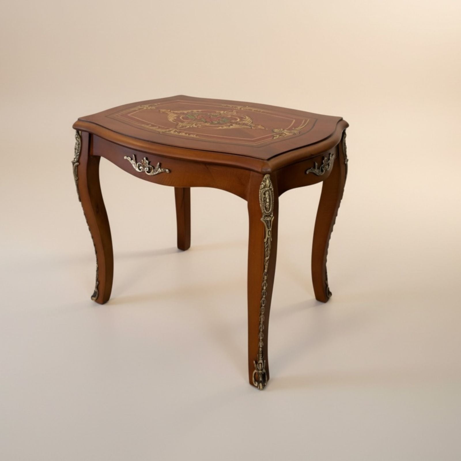 ترابيزة استقبال مكتب كلاسيك خشب طبيعي بتطعيم نحاس فاخر