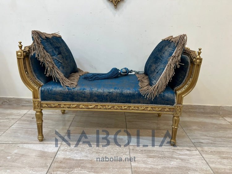 بانكت دهبي قماش سيزار - بانكت بدون ظهر دهب انجليزي في دهب تركي قماش سيزار مصنع من الخشب الزان الاحمر المقاسات: W 125 CM * B 55 CM * H 75 CM