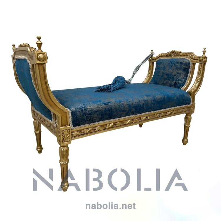 بانكت دهبي قماش سيزار - بانكت بدون ظهر دهب انجليزي في دهب تركي قماش سيزار مصنع من الخشب الزان الاحمر المقاسات: W 125 CM * B 55 CM * H 75 CM