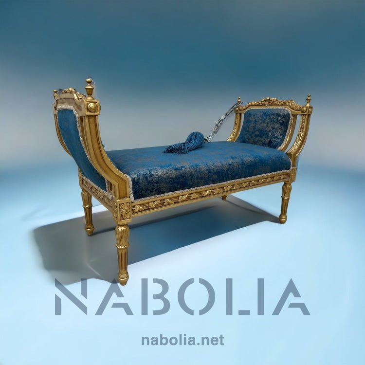 بانكت دهبي قماش سيزار - بانكت بدون ظهر دهب انجليزي في دهب تركي قماش سيزار مصنع من الخشب الزان الاحمر المقاسات: W 125 CM * B 55 CM * H 75 CM