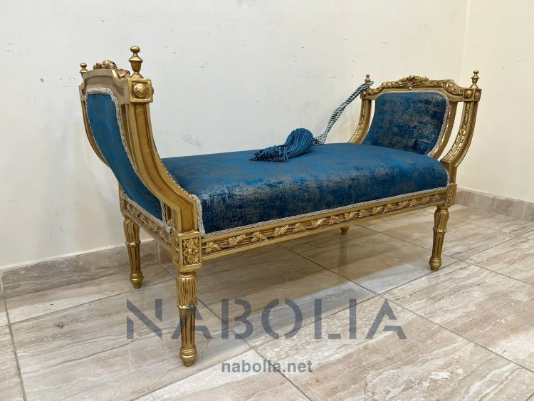بانكت دهبي قماش سيزار - بانكت بدون ظهر دهب انجليزي في دهب تركي قماش سيزار مصنع من الخشب الزان الاحمر المقاسات: W 125 CM * B 55 CM * H 75 CM