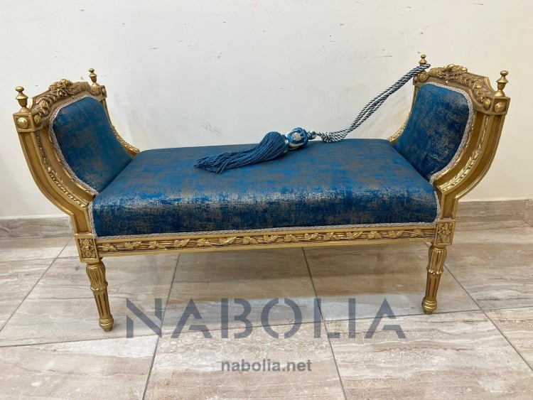 بانكت دهبي قماش سيزار - بانكت بدون ظهر دهب انجليزي في دهب تركي قماش سيزار مصنع من الخشب الزان الاحمر المقاسات: W 125 CM * B 55 CM * H 75 CM