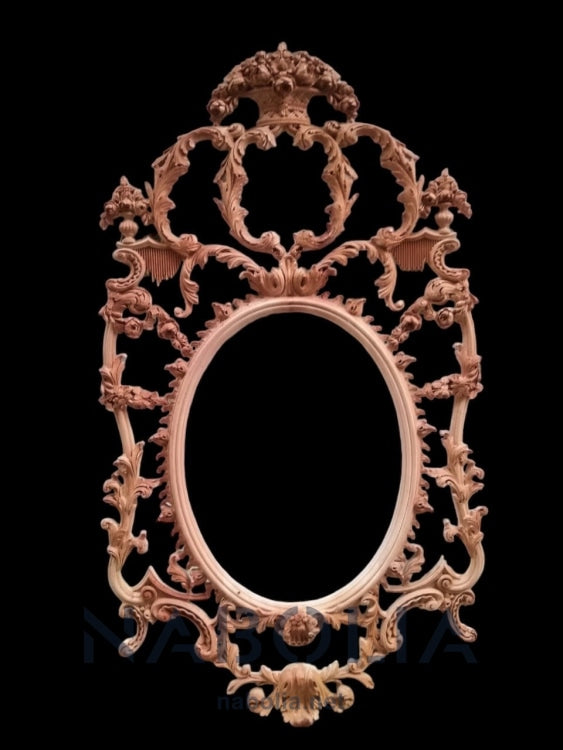 برواز معلق - برواز انتيك من الخشب الزان حفر هاند ميد دهان دهبي و مرايا جريش المقاسات: W 85 CM * H 150 CM