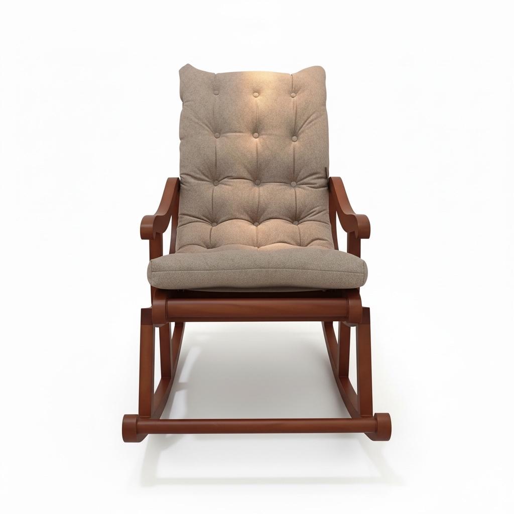 كرسي هزاز خشب بتنجيد مريح – متاح تغيير لون القماش - Nabolia