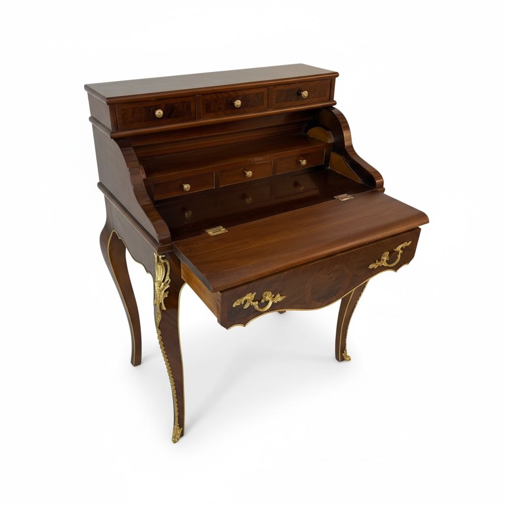 سكرتيرة كلاسيك بزخارف يدوية وتطعيم نحاس - Nabolia