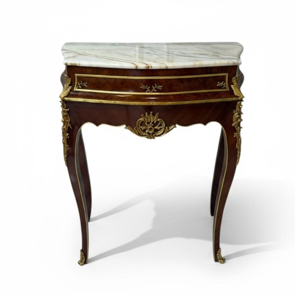 كونسول كلاسيك خشب طبيعي بسطح رخام