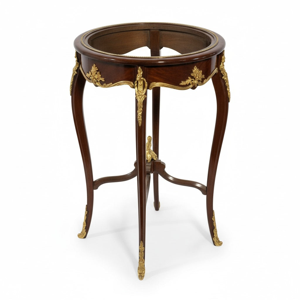 ترابيزة جانبية كلاسيك بسطح رخام طبيعي وتطعيمات نحاس